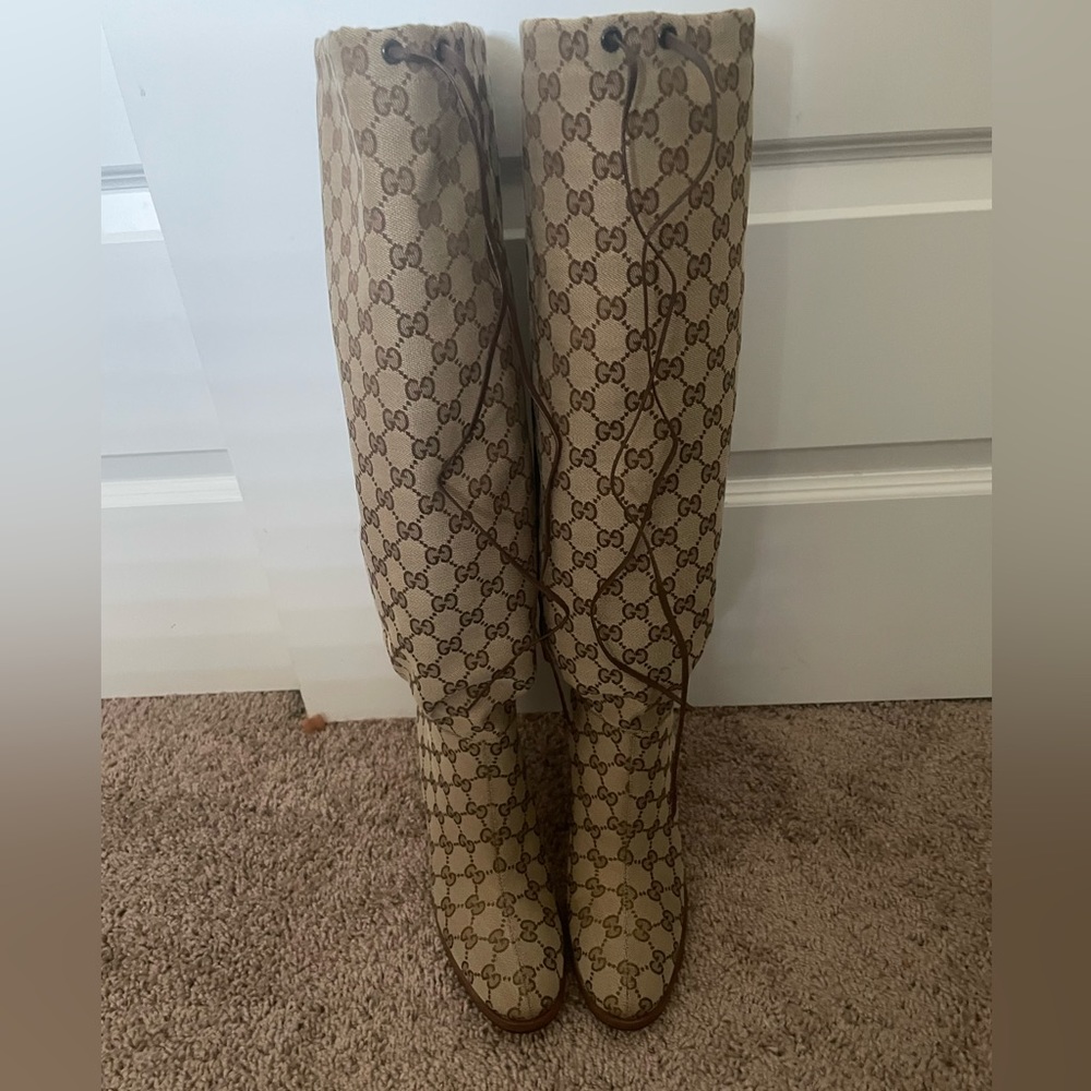 Brand new Gucci canvas knee boots.